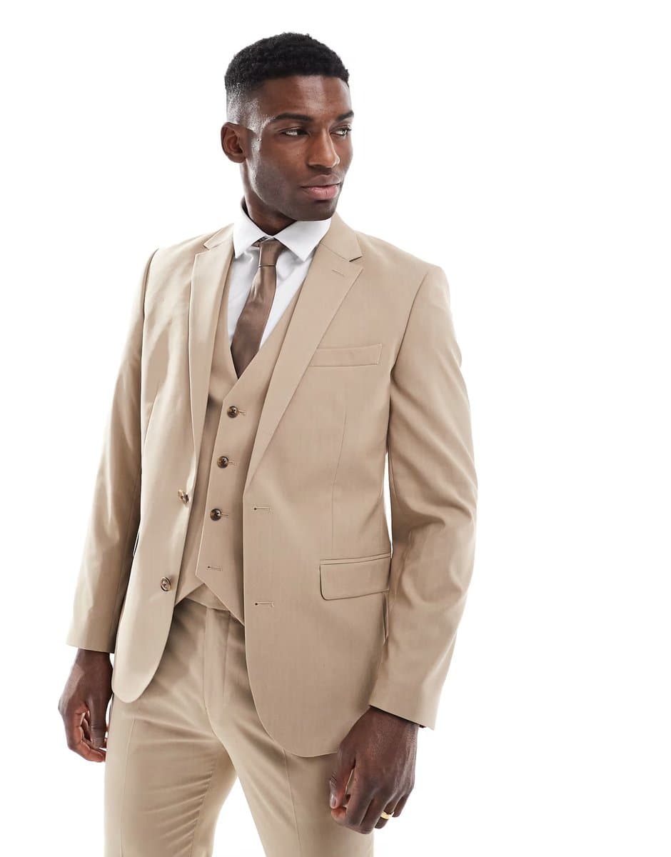 ASOS ASOS DESIGN slim suit jacket in mink brown