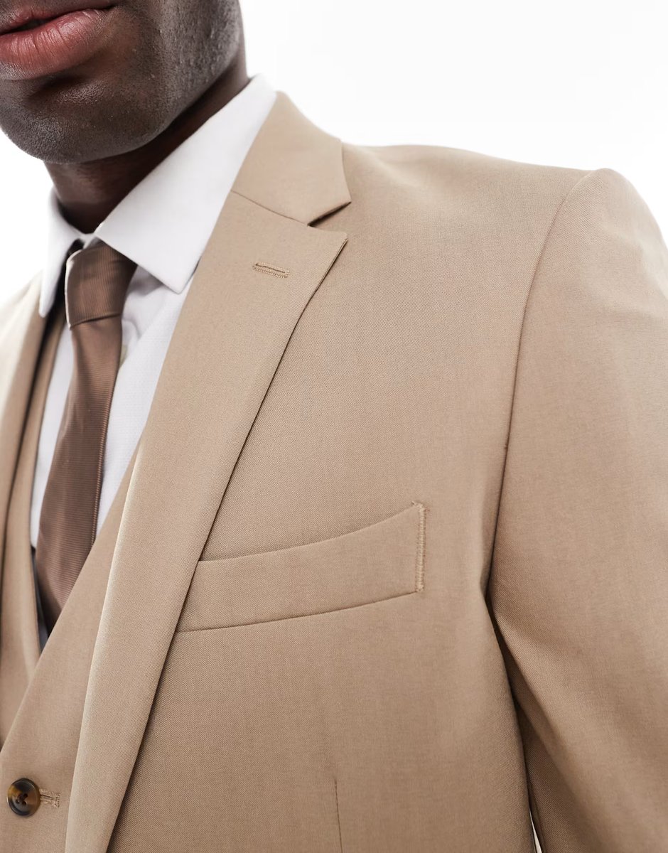ASOS ASOS DESIGN slim suit jacket in mink brown - 2