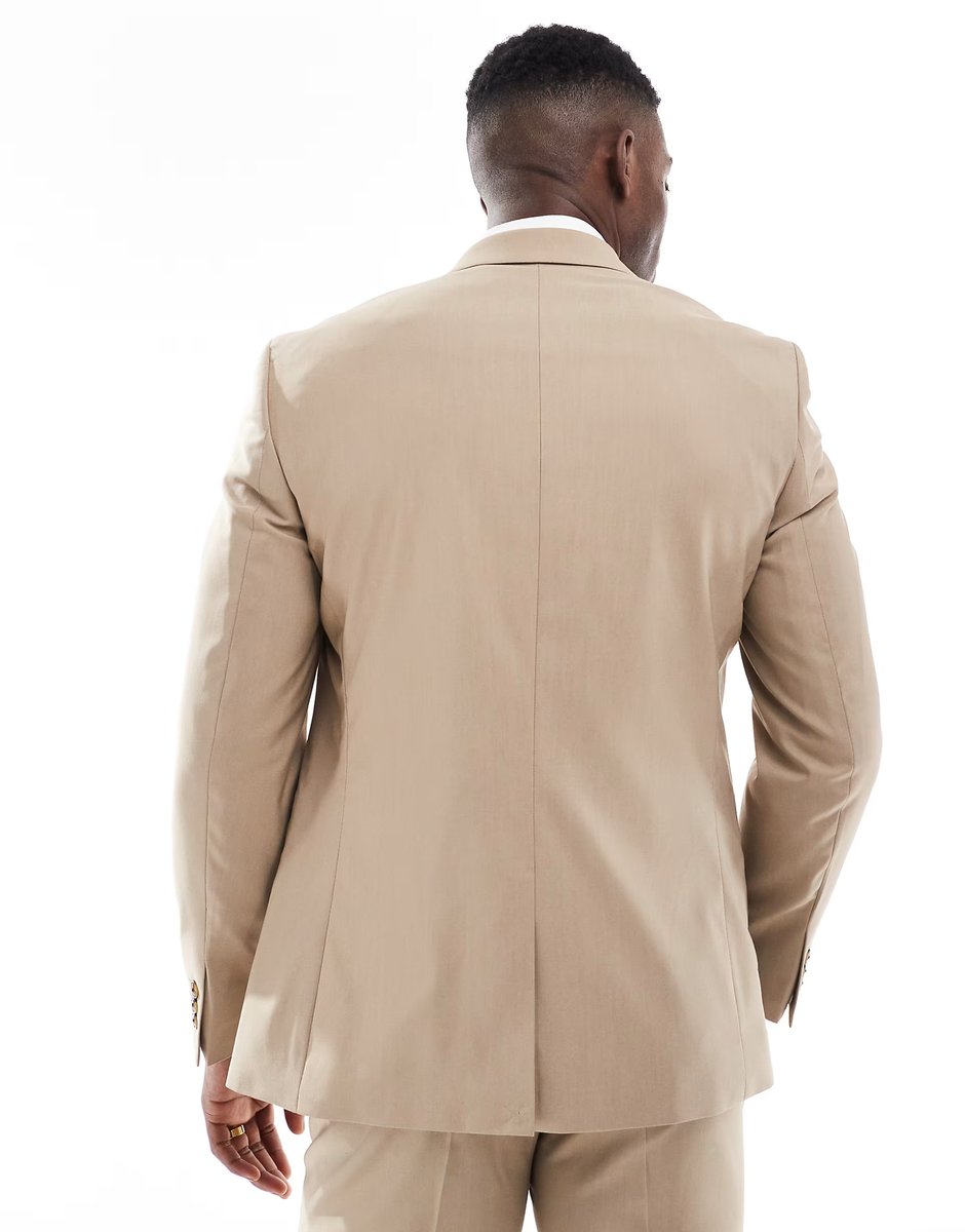 ASOS ASOS DESIGN slim suit jacket in mink brown - 4