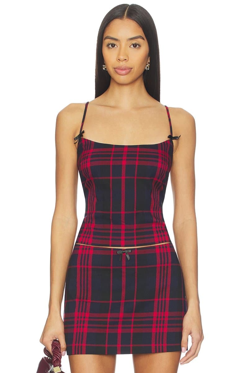 revolve Revolve Essie Top in Red & Navy Plaid