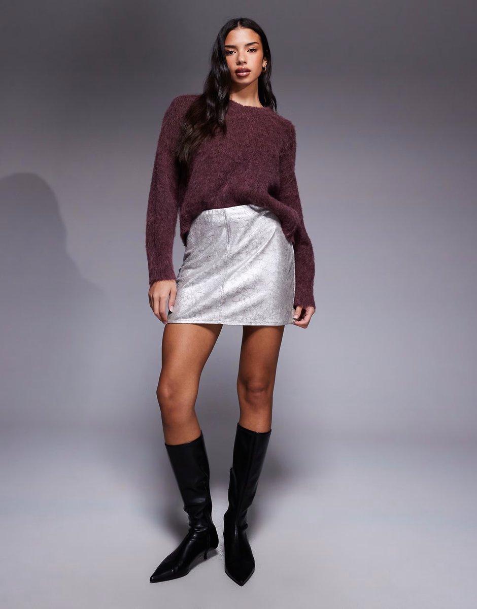 ASOS ASOS DESIGN metallic faux leather pocket detail mini skirt - 3