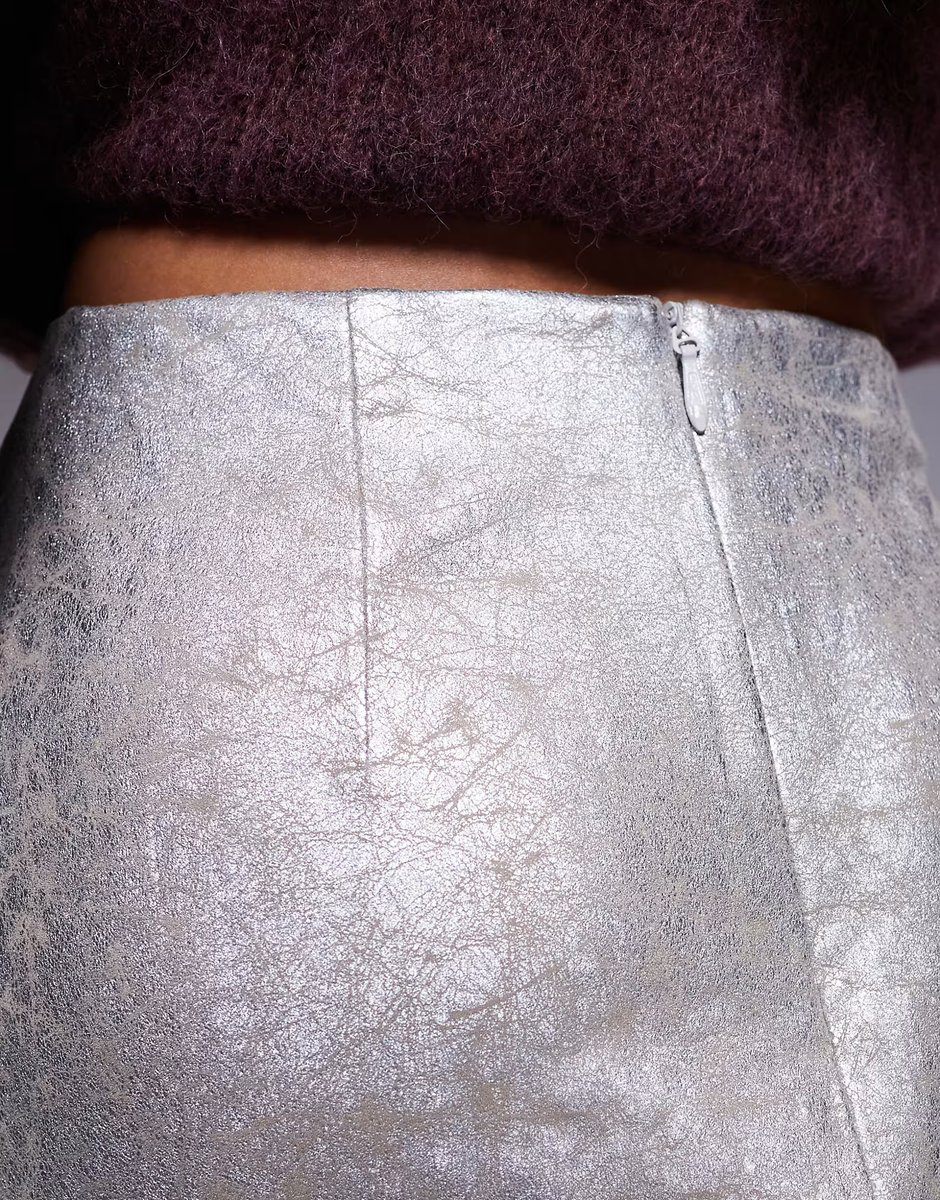 ASOS ASOS DESIGN metallic faux leather pocket detail mini skirt - 4