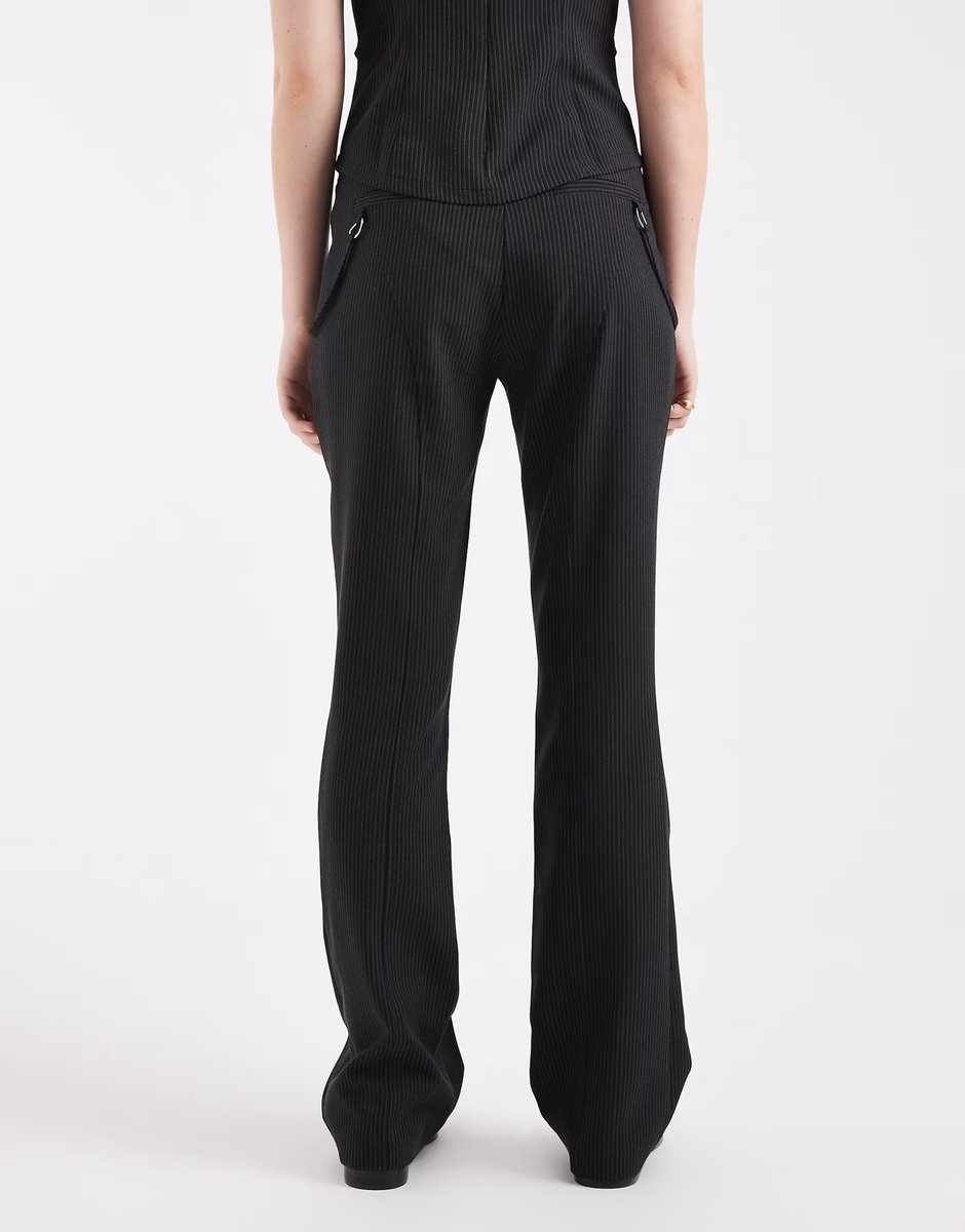 ASOS COLLUSION tailored pinstripe buckle trouser co-ord in black - 2