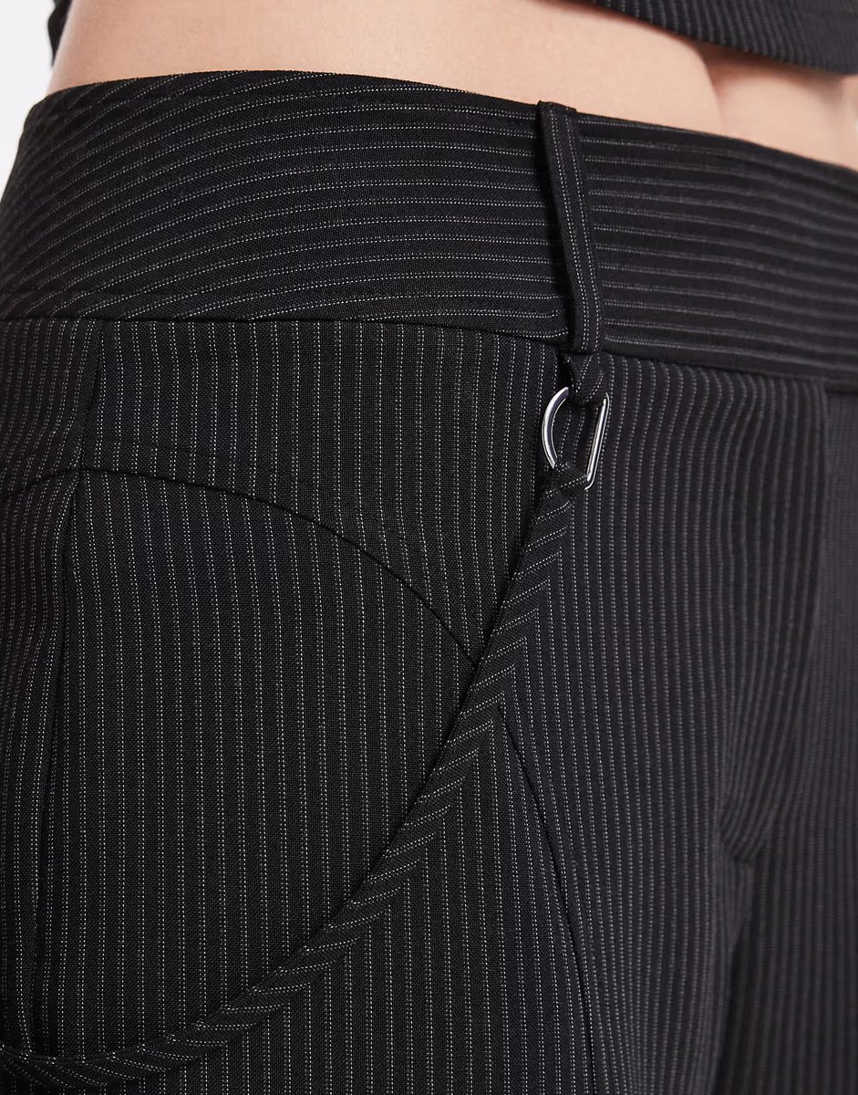 ASOS COLLUSION tailored pinstripe buckle trouser co-ord in black - 4