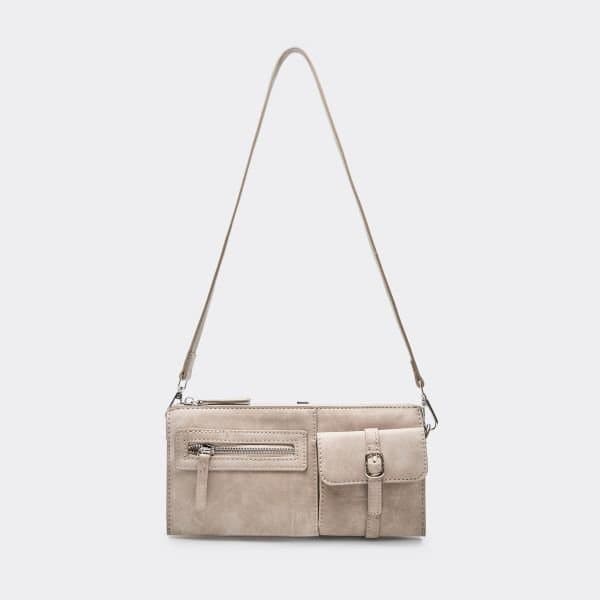 EGO EGO Taupe Zip Pocket Detail Rectangle Shoulder Bag