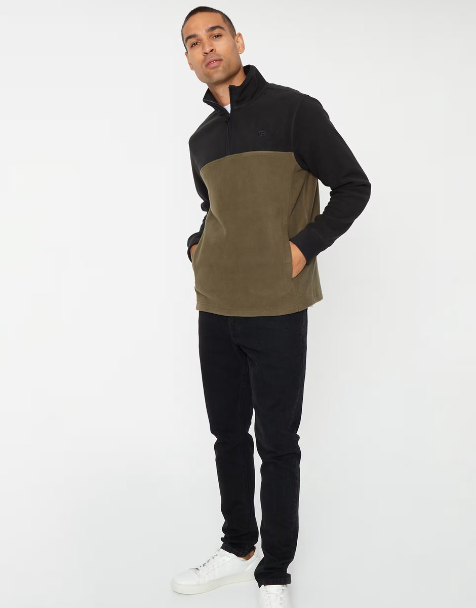 ASOS Threadbare 'wham' two tone quarter zip fleece jumper in black - 2