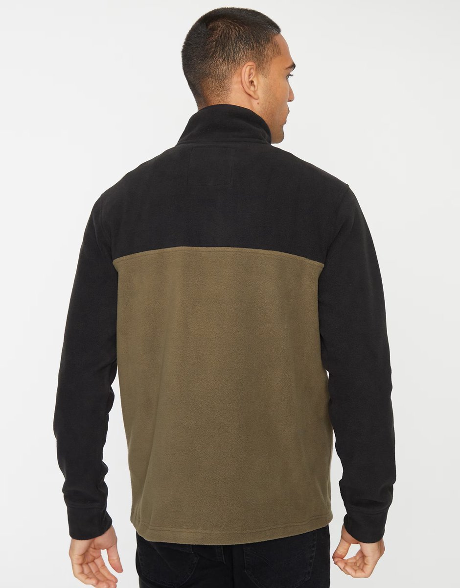 ASOS Threadbare 'wham' two tone quarter zip fleece jumper in black - 3