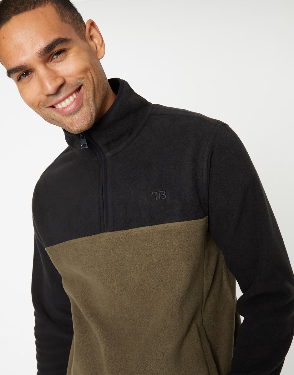 ASOS Threadbare 'wham' two tone quarter zip fleece jumper in black - 4