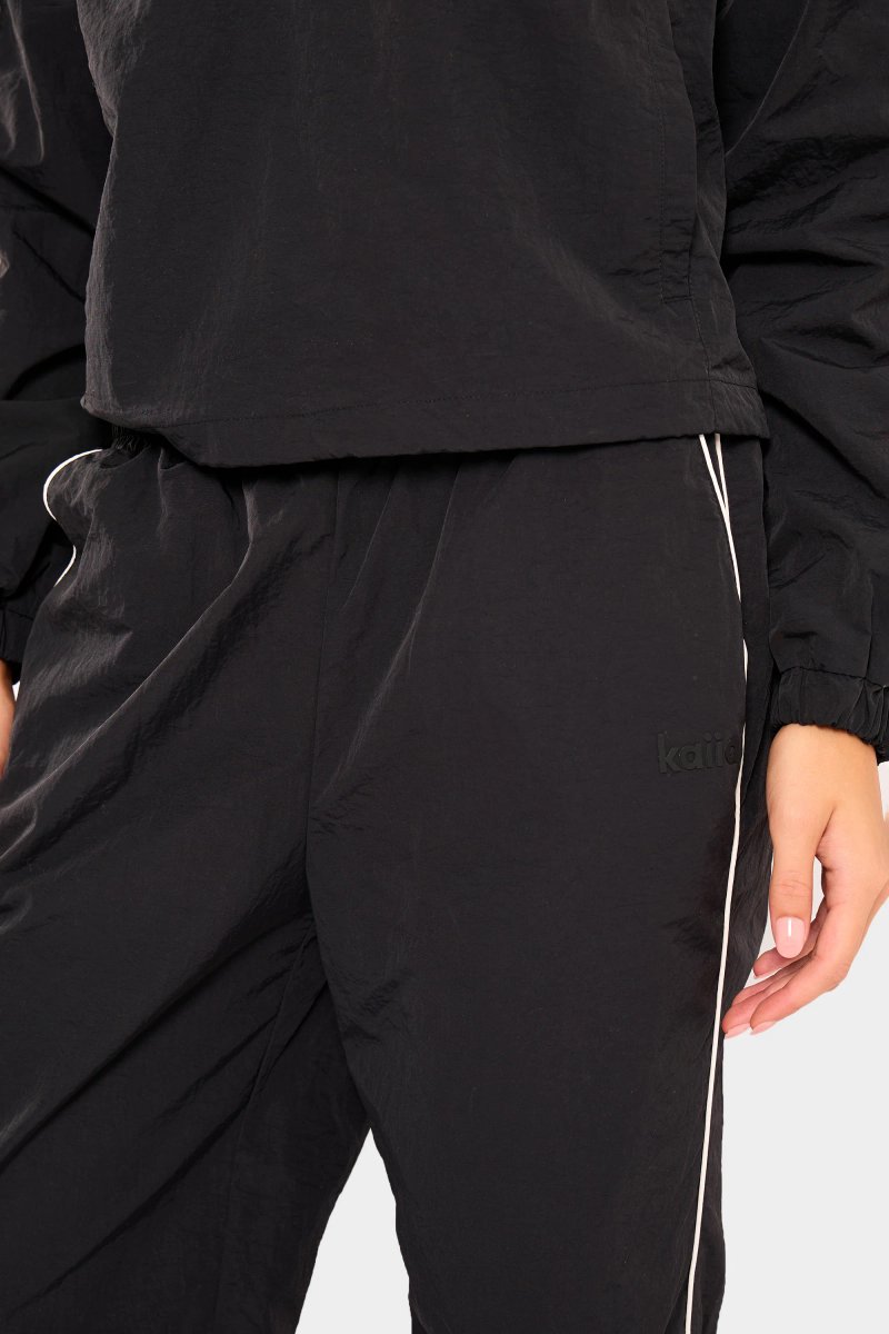 Kaiia Kaiia Contrast Piping Wide Leg Trousers Black - 3