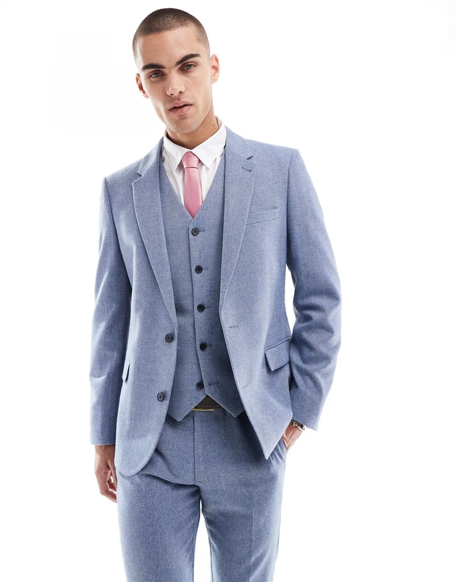 ASOS ASOS DESIGN skinny suit jacket with wool in blue - 2