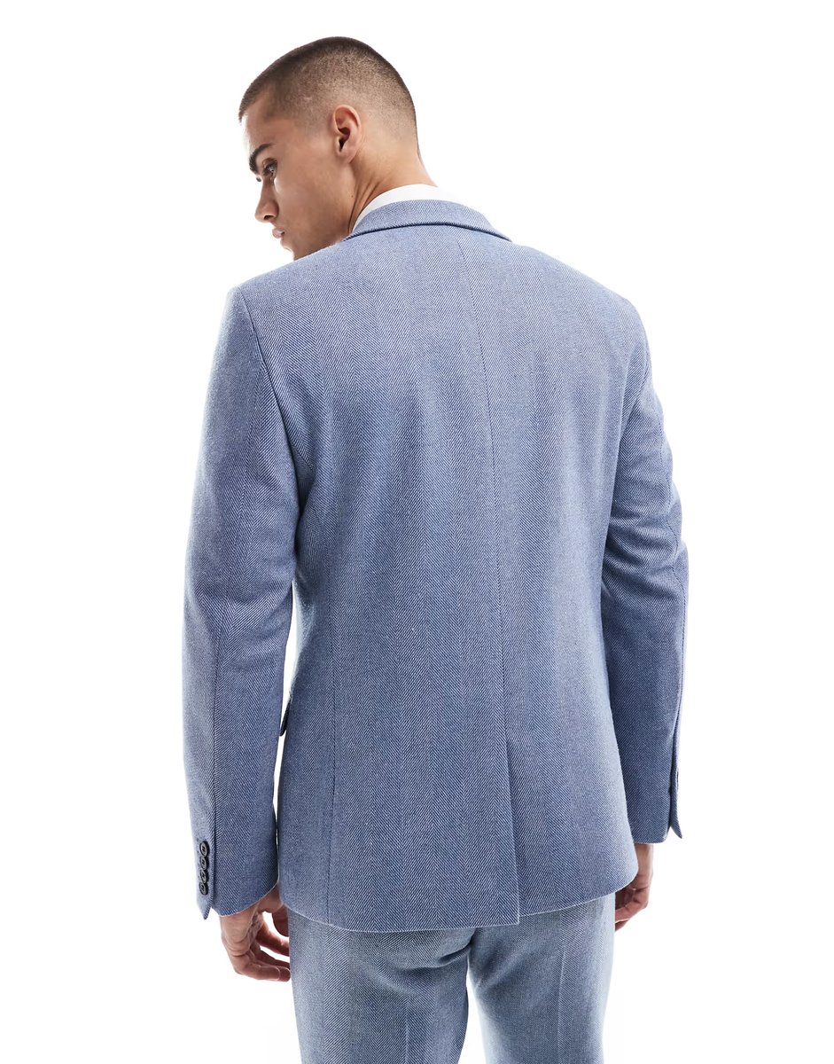 ASOS ASOS DESIGN skinny suit jacket with wool in blue - 3