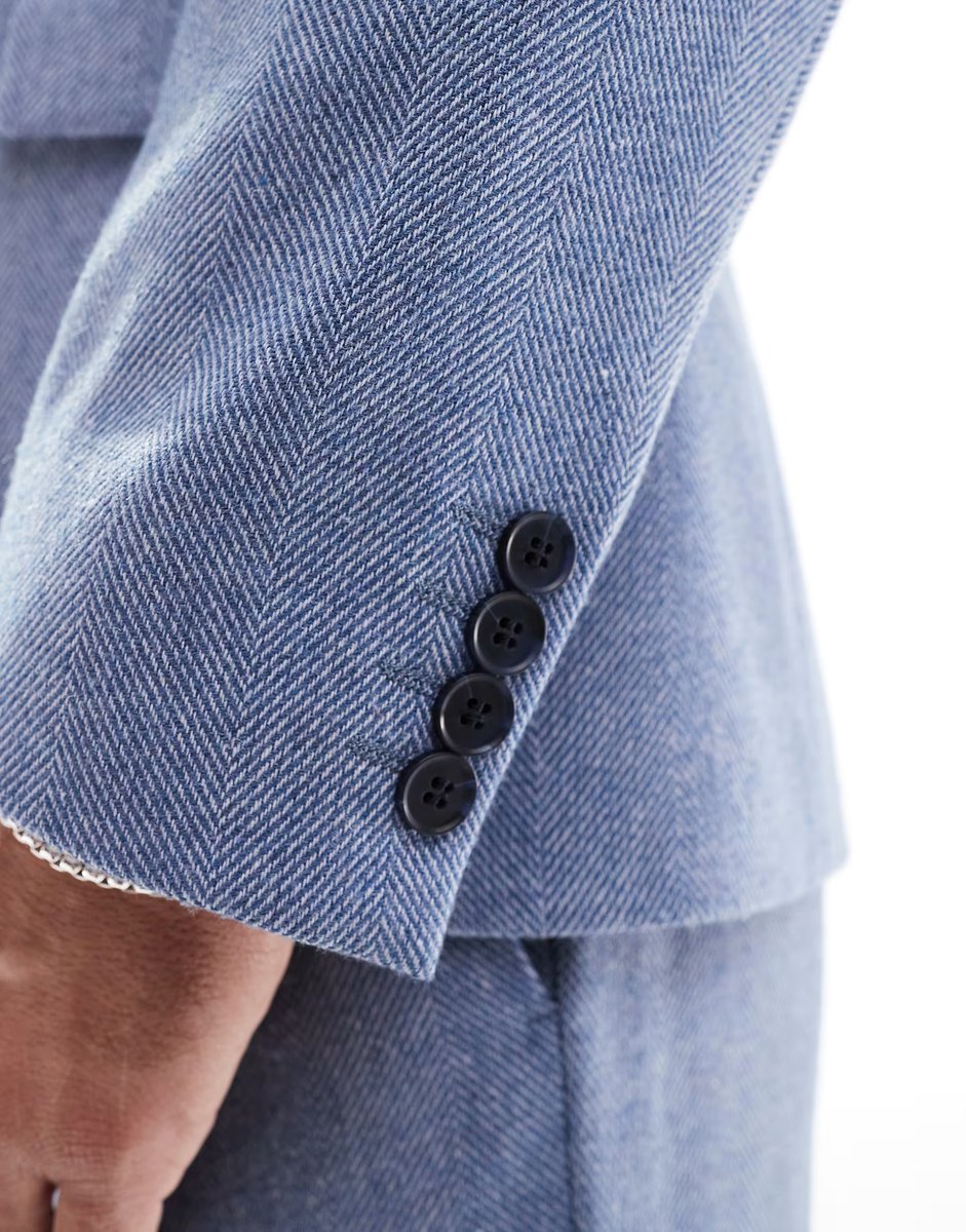 ASOS ASOS DESIGN skinny suit jacket with wool in blue - 4