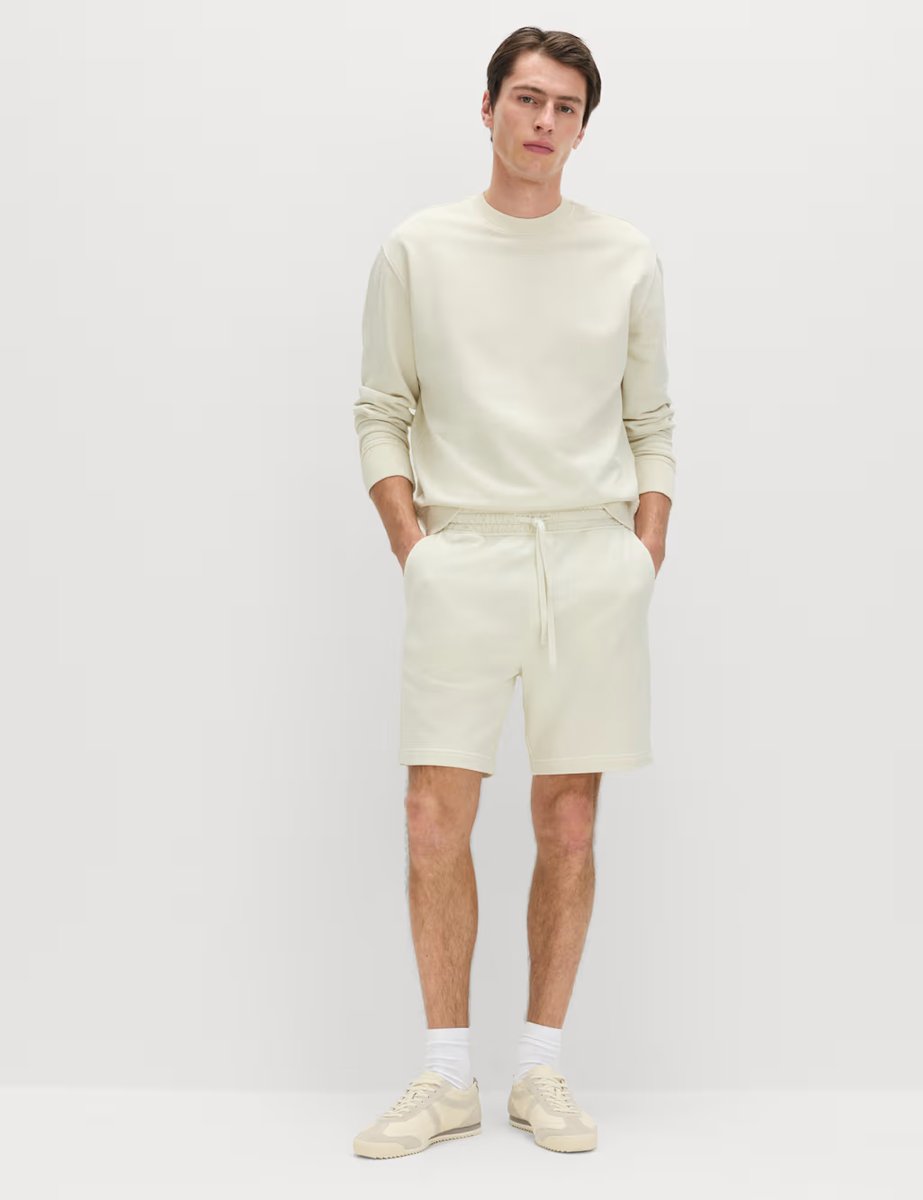 Marks & Spencer M&S Relaxed Fit Pure Cotton Garment Dye Short Ecru - 3