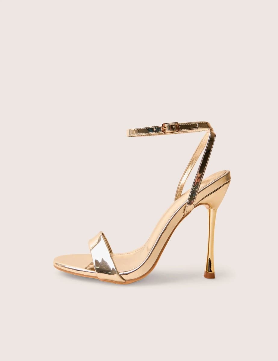 Public Desire Public Desire UK Metallic Barely There Stiletto Heels in Gold