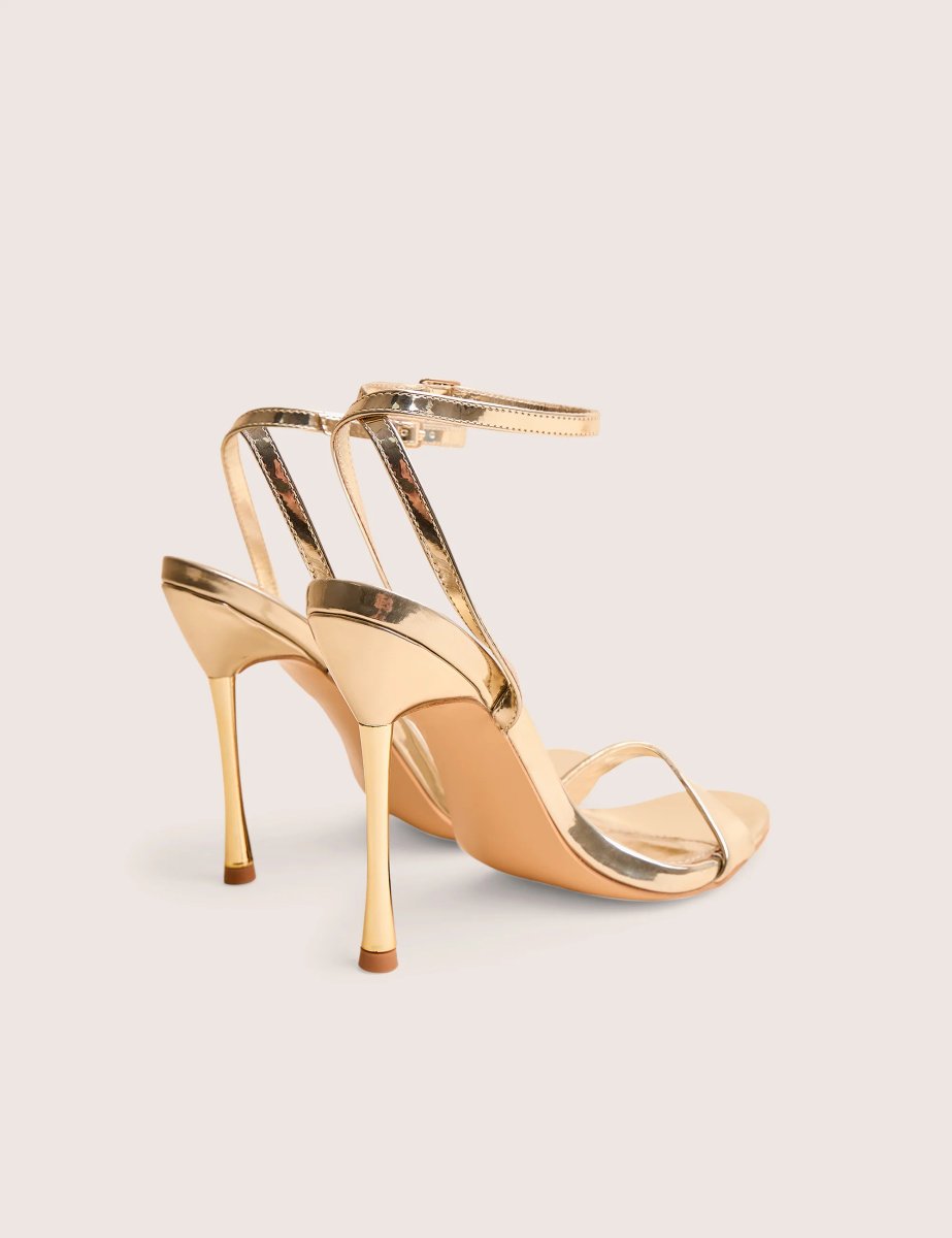 Public Desire Soho Gold Metallic Barely There Strappy Stiletto Heels - 3