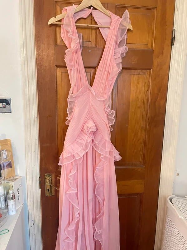 ASOS ASOS Luxe Pink Plunge Maxi Dress - size 18