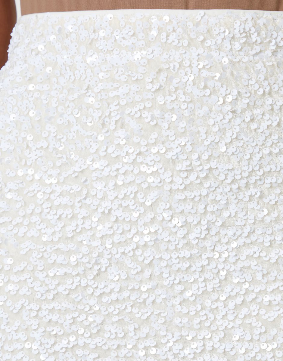 ASOS Threadbare Sequin velour mini skirt in white - 3