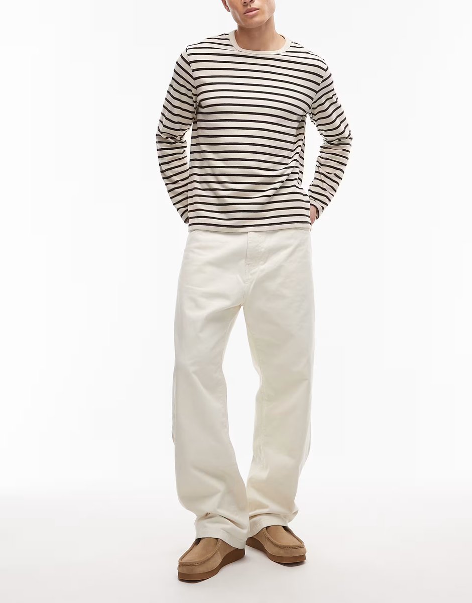 ASOS Carhartt WIP landon loose tapered trousers in beige - 2