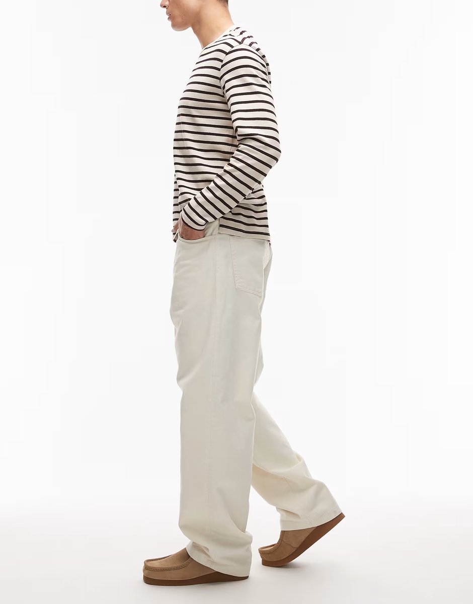 ASOS Carhartt WIP landon loose tapered trousers in beige - 3