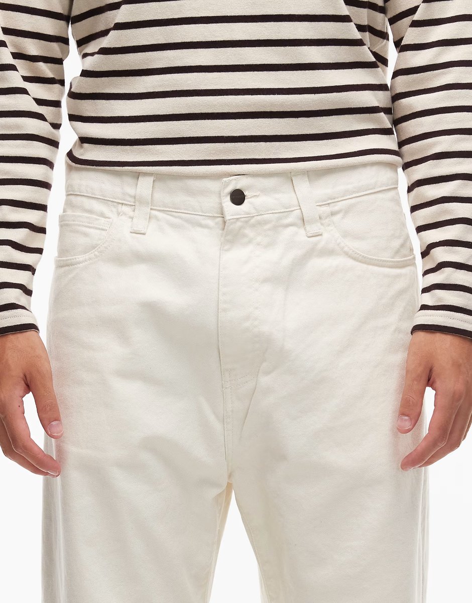 ASOS Carhartt WIP landon loose tapered trousers in beige - 4