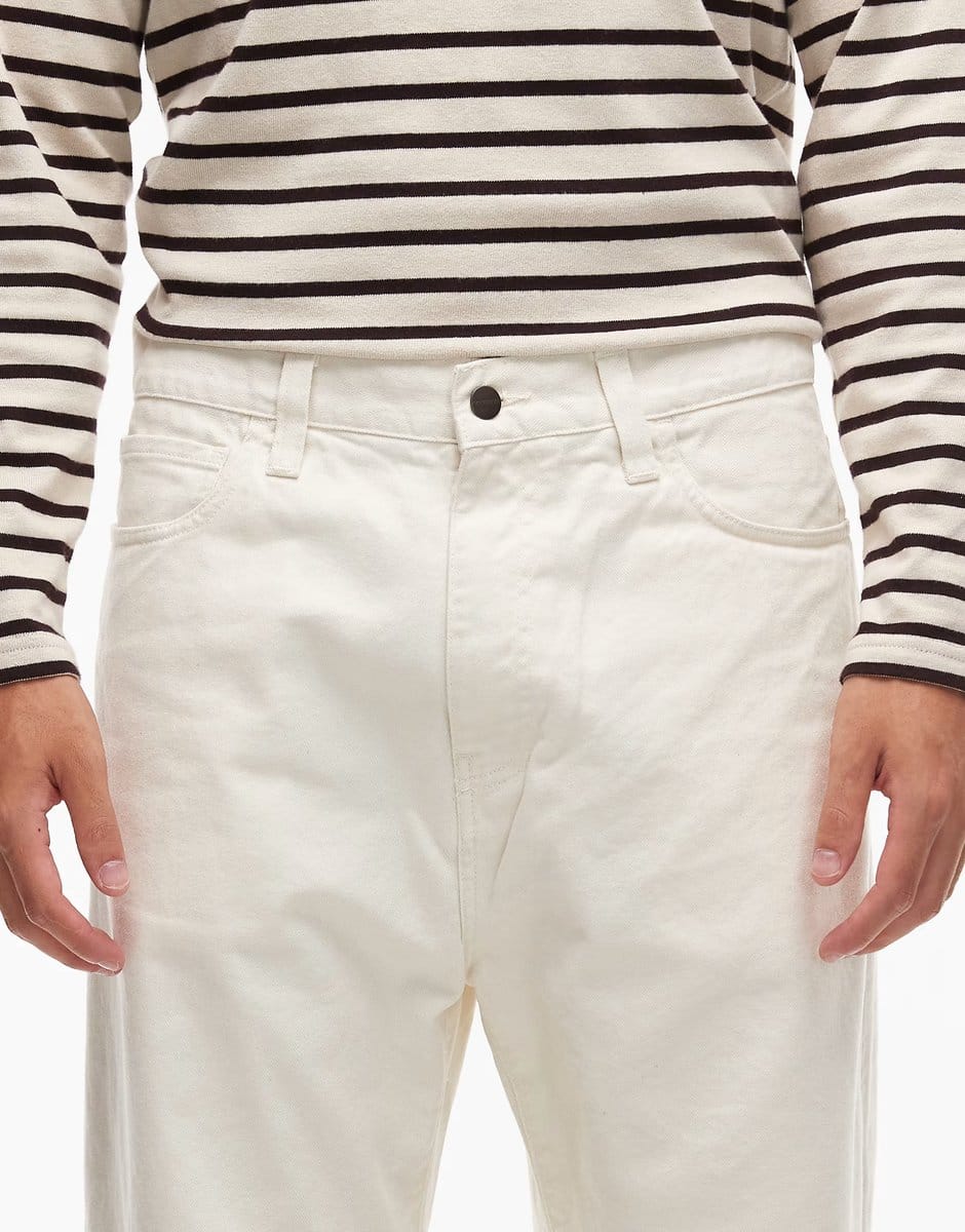 ASOS Carhartt WIP landon loose tapered trousers in beige - 4