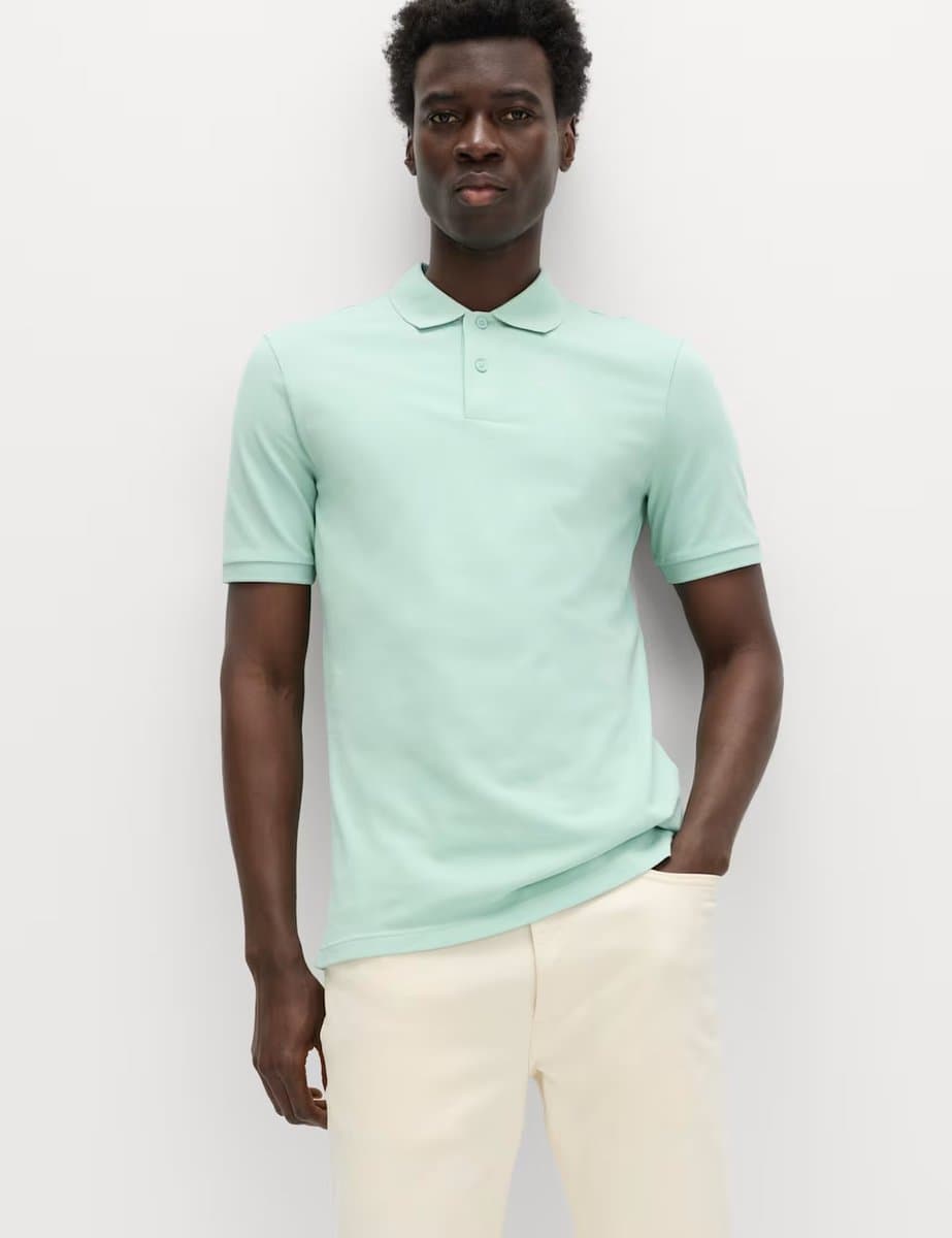 Marks & Spencer M&S Regular Fit Pique Polo Shirt in Light Mint