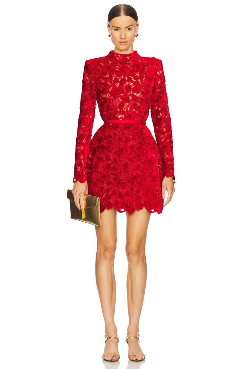 revolve Revolve Lydia Red Lace Mini Dress