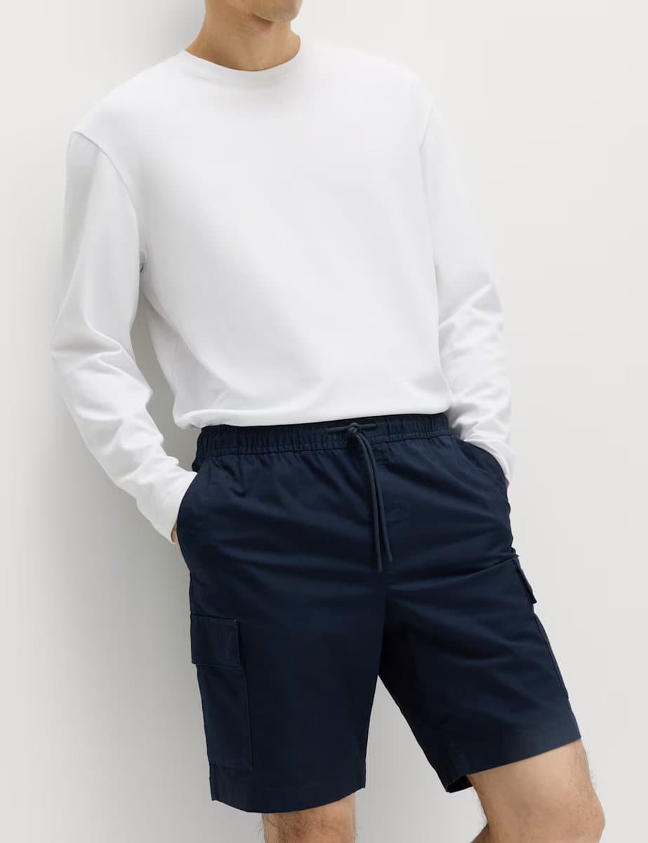 Marks & Spencer M&S Elasticated Waist Ripstop Cargo Shorts Navy