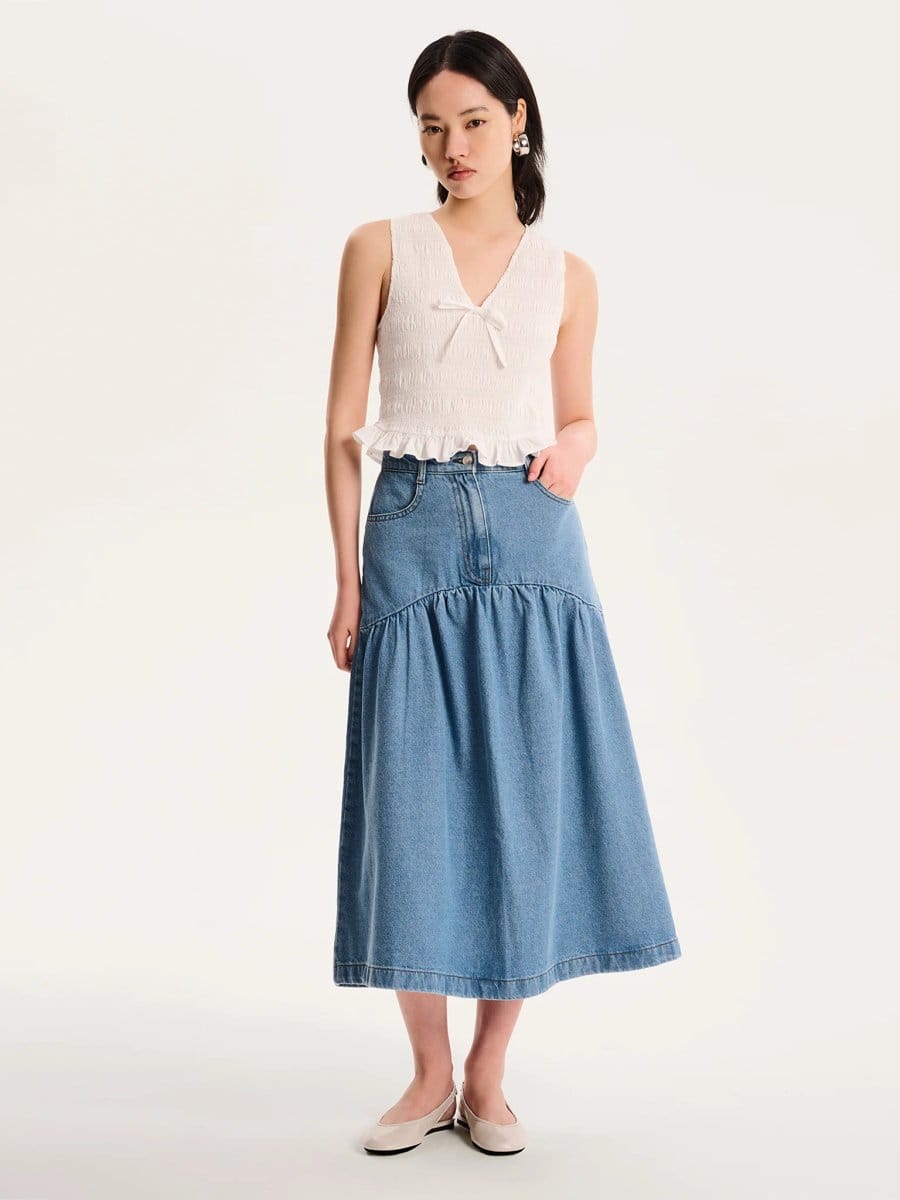 OMNES Ellie-May Skirt in Light Wash - 1