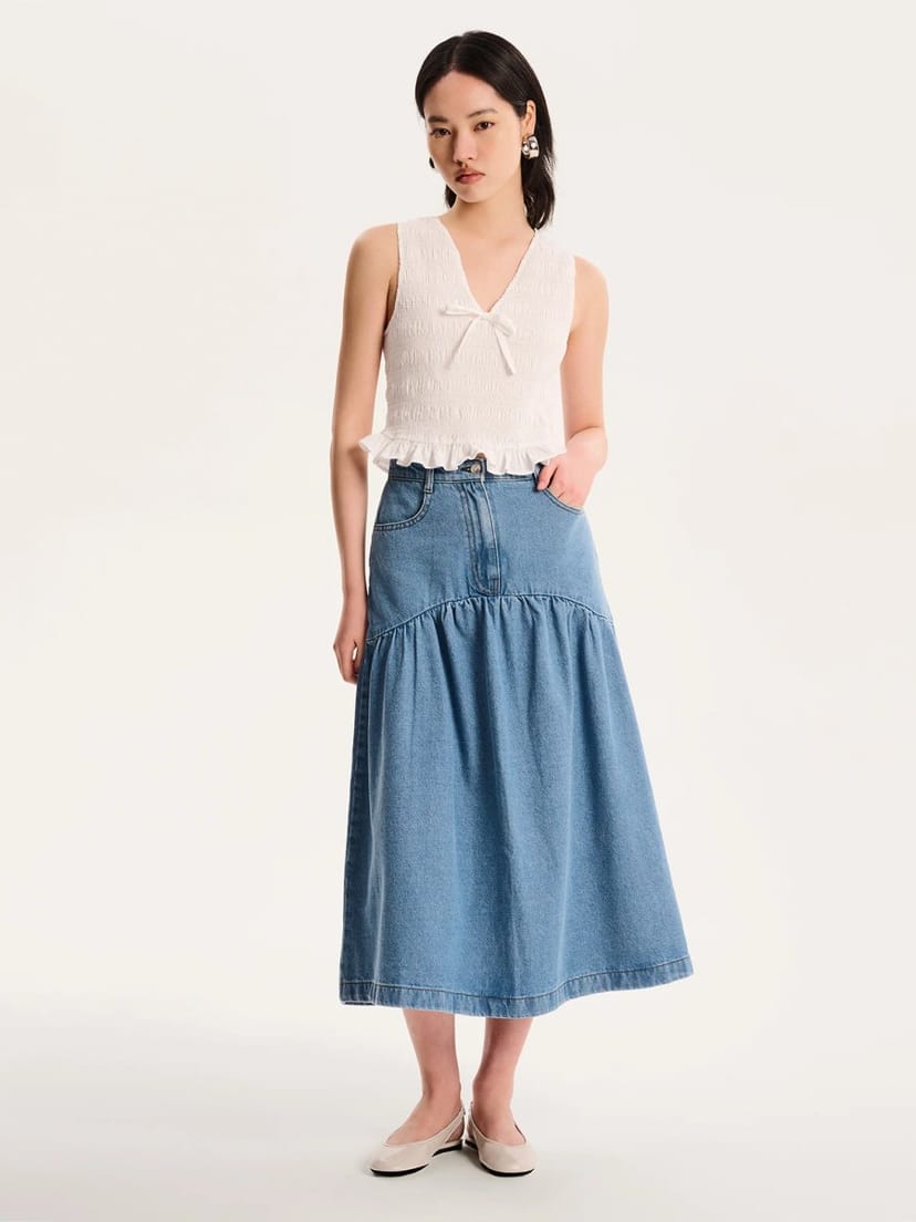 OMNES Ellie-May Skirt in Light Wash - 1