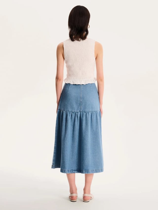 OMNES Ellie-May Skirt in Light Wash - 2