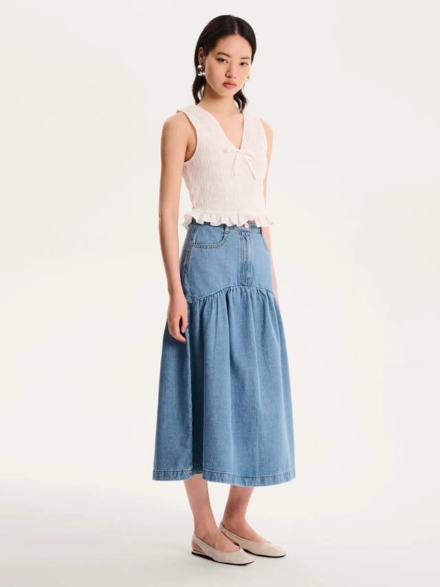 OMNES Ellie-May Skirt in Light Wash - 3