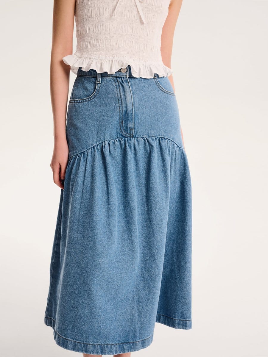 OMNES Ellie-May Skirt in Light Wash - 4
