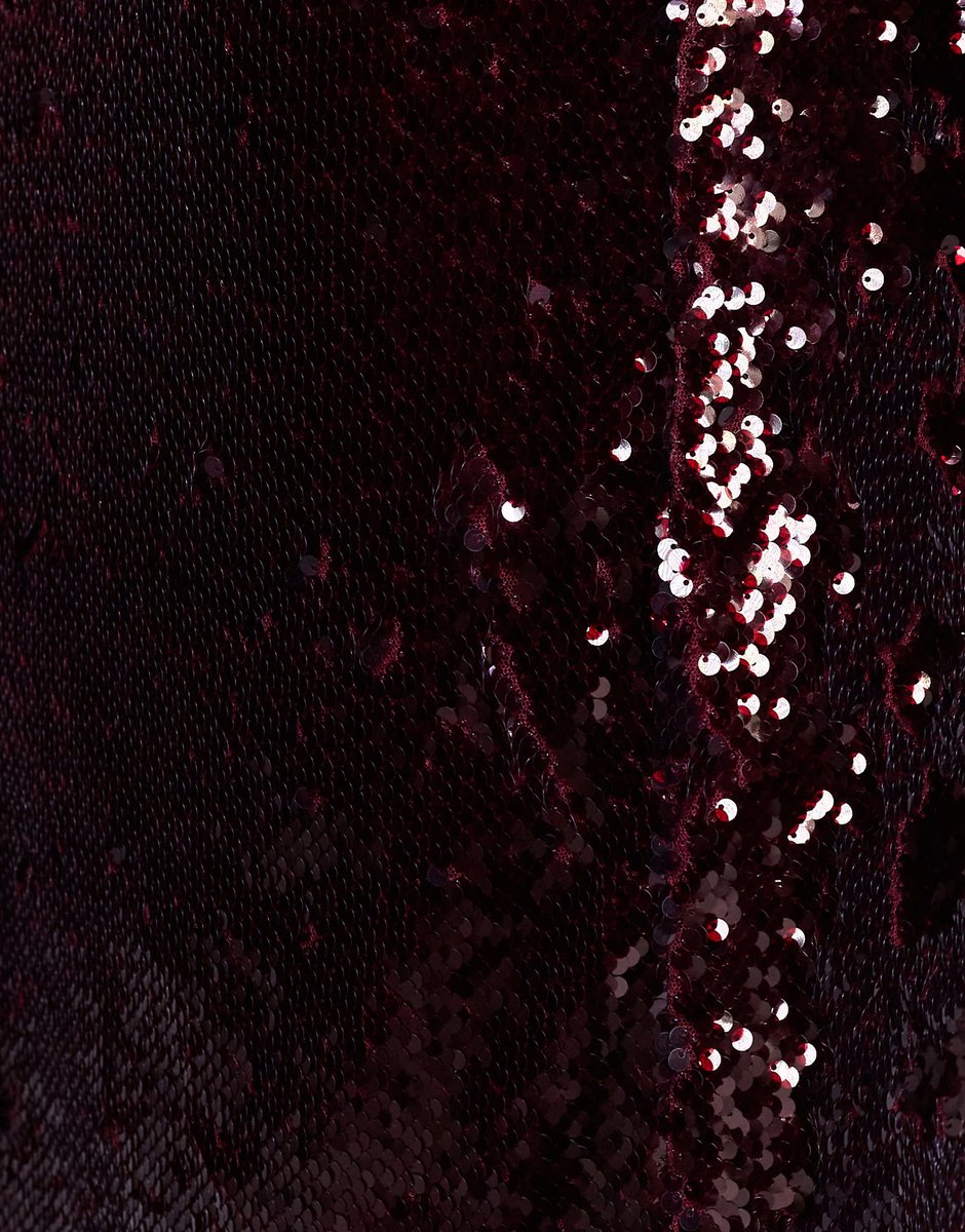 ASOS Renee Studio high waisted sequin maxi skirt in burgundy - 2