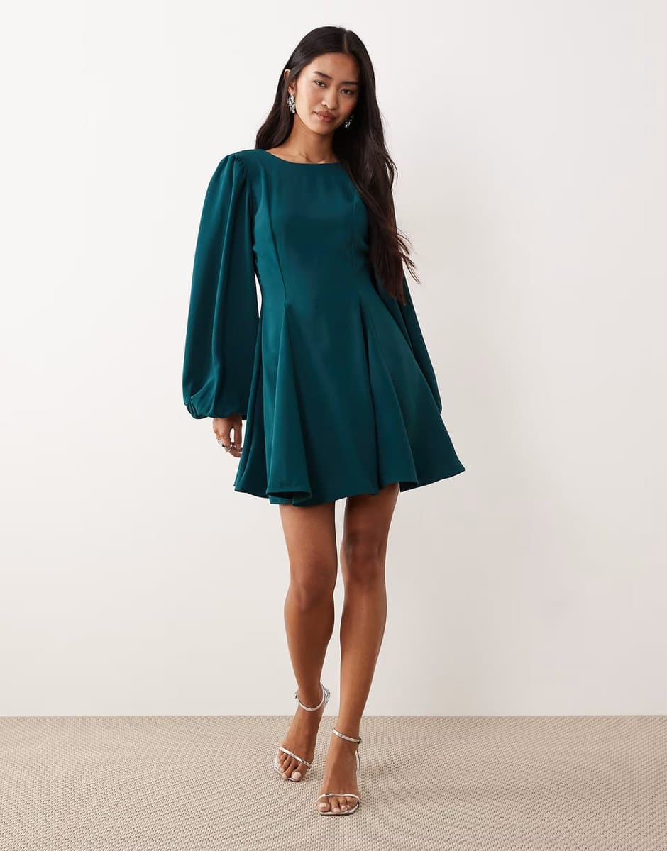 ASOS Nobody's Child Ava long sleeve mini dress in teal