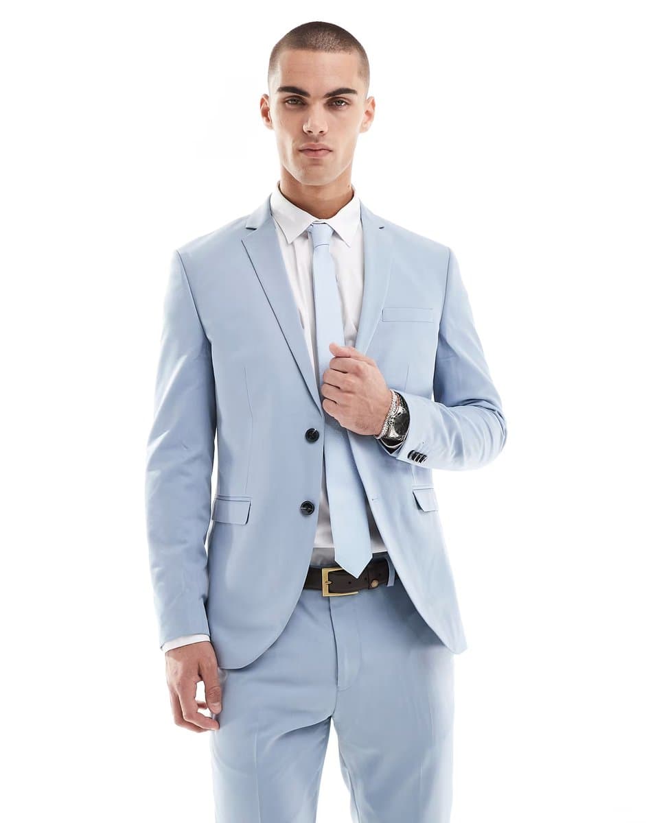 ASOS ASOS Jack & Jones Slim Fit Suit Jacket in Light Blue