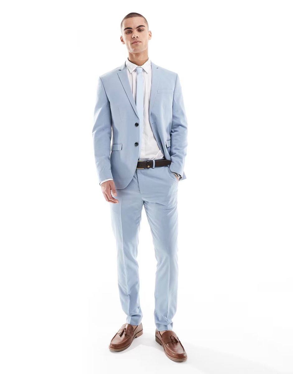 ASOS Jack & Jones slim fit suit jacket in light blue - 3