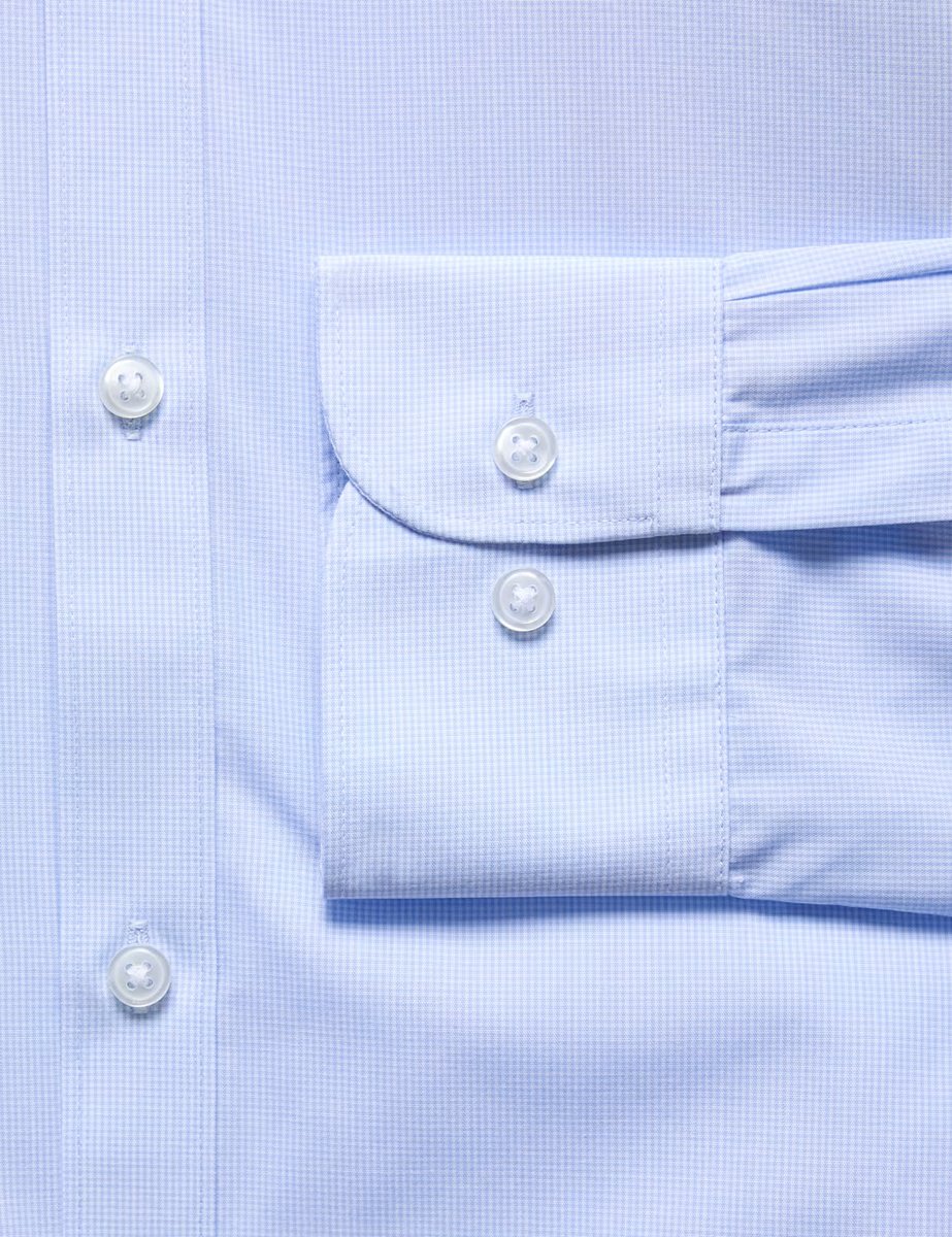 Marks & Spencer M&S Regular Easy Iron Cotton Blend Striped Shirt Light Blue - 2