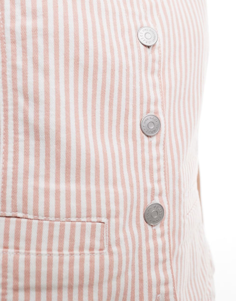 ASOS Object denim waistcoat co-ord in rose stripe - 3