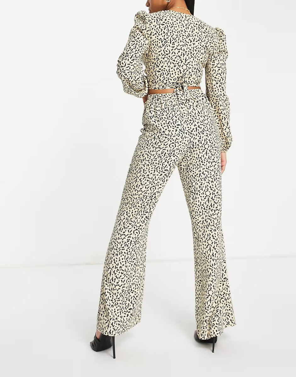 ASOS Miss Selfridge kickflare trousers co-ord in animal print - 3