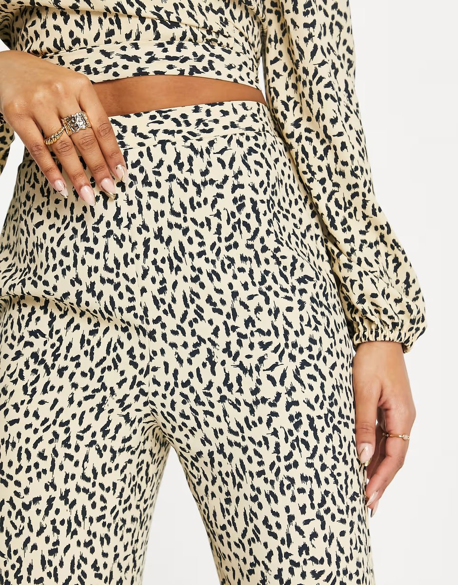 ASOS Miss Selfridge kickflare trousers co-ord in animal print - 4