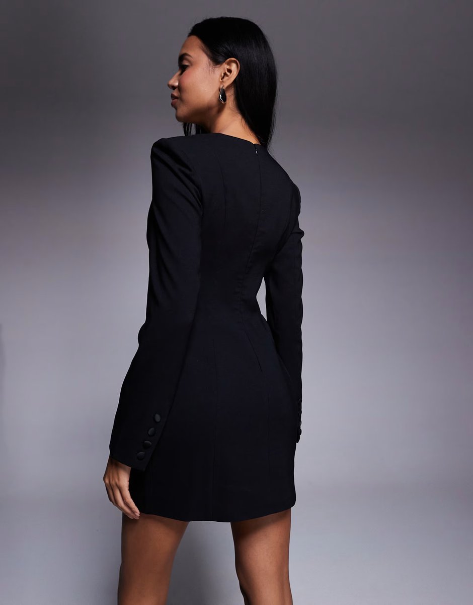 ASOS Oh Polly structured tailored blazer dress in black - 3