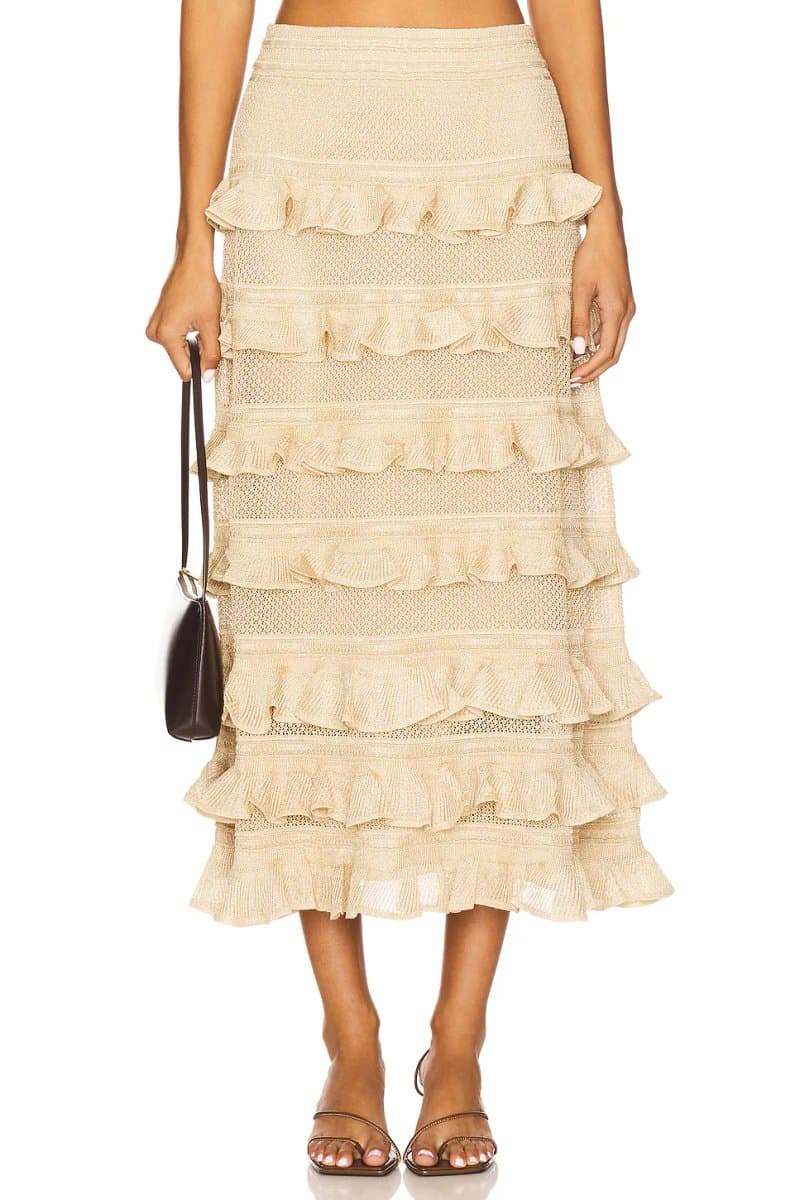 revolve Lace Frill Midi Skirt