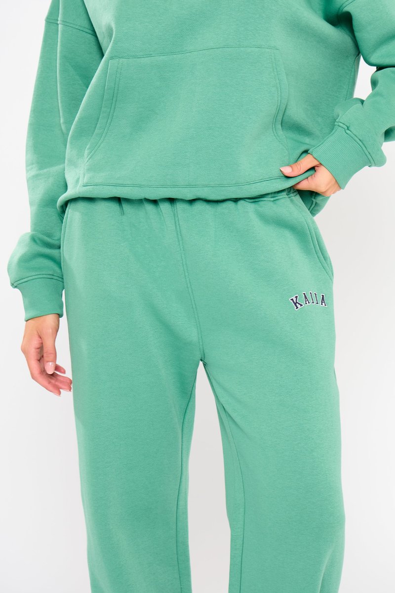 Kaiia Kaiia Slogan Wide Leg Joggers Jade Green - 3