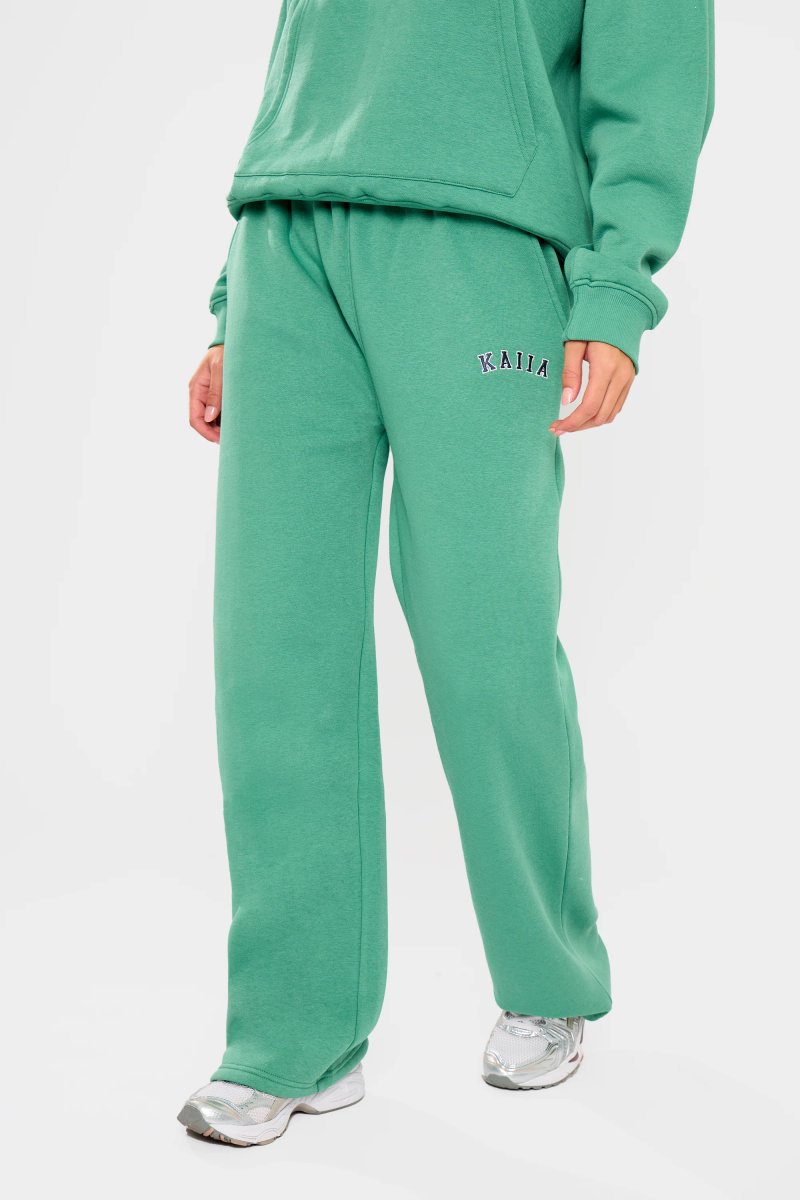 Kaiia Kaiia Slogan Wide Leg Joggers Jade Green - 4