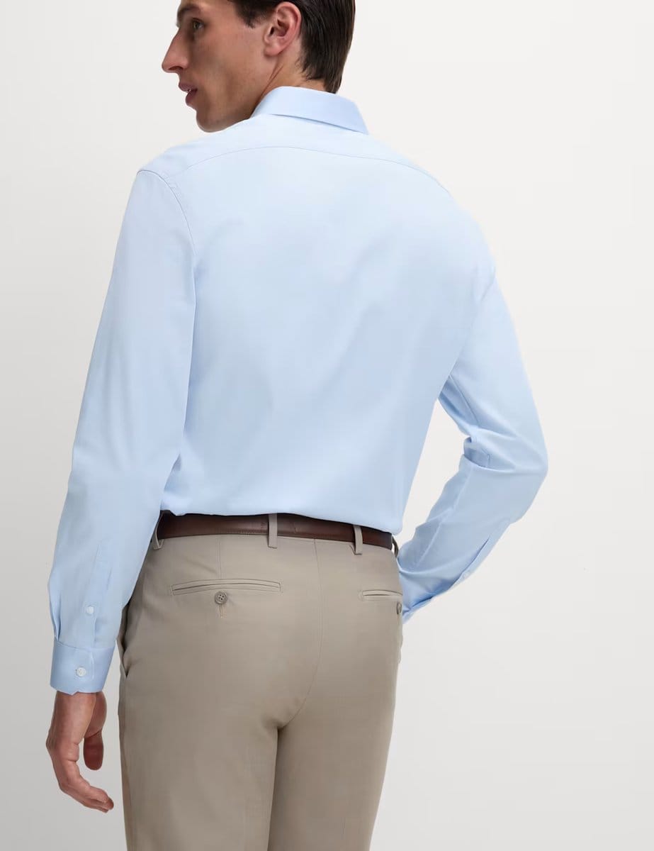 Marks & Spencer M&S Slim Fit Pure Easy Iron Cotton with Stretch Shirt Blue - 4