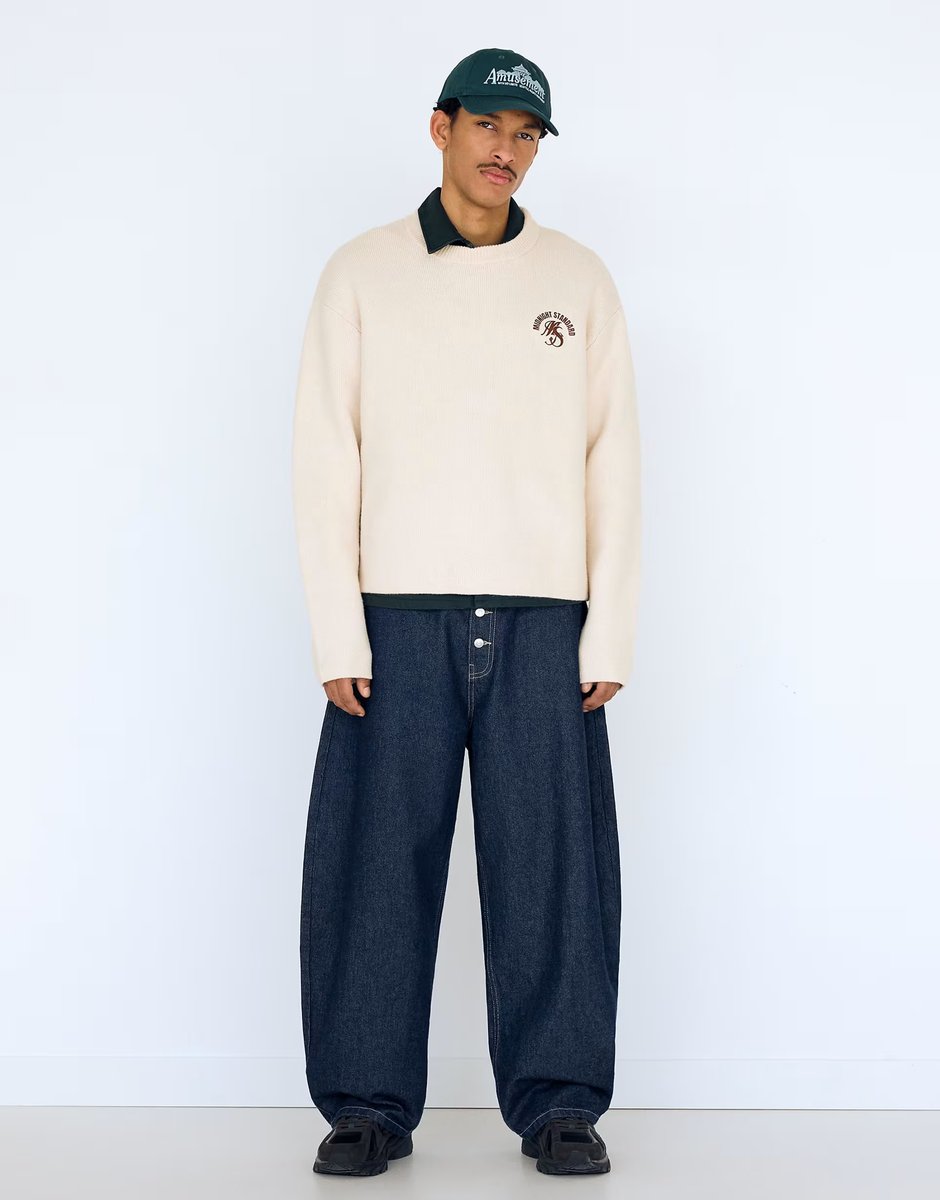 ASOS Bershka Jacquard print jumper in beige - 2