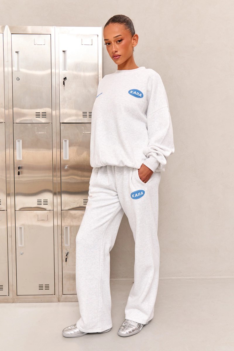 Kaiia Kaiia Athleisure Oversized Sweatshirt Light Grey Marl & Vibrant Blue - 3