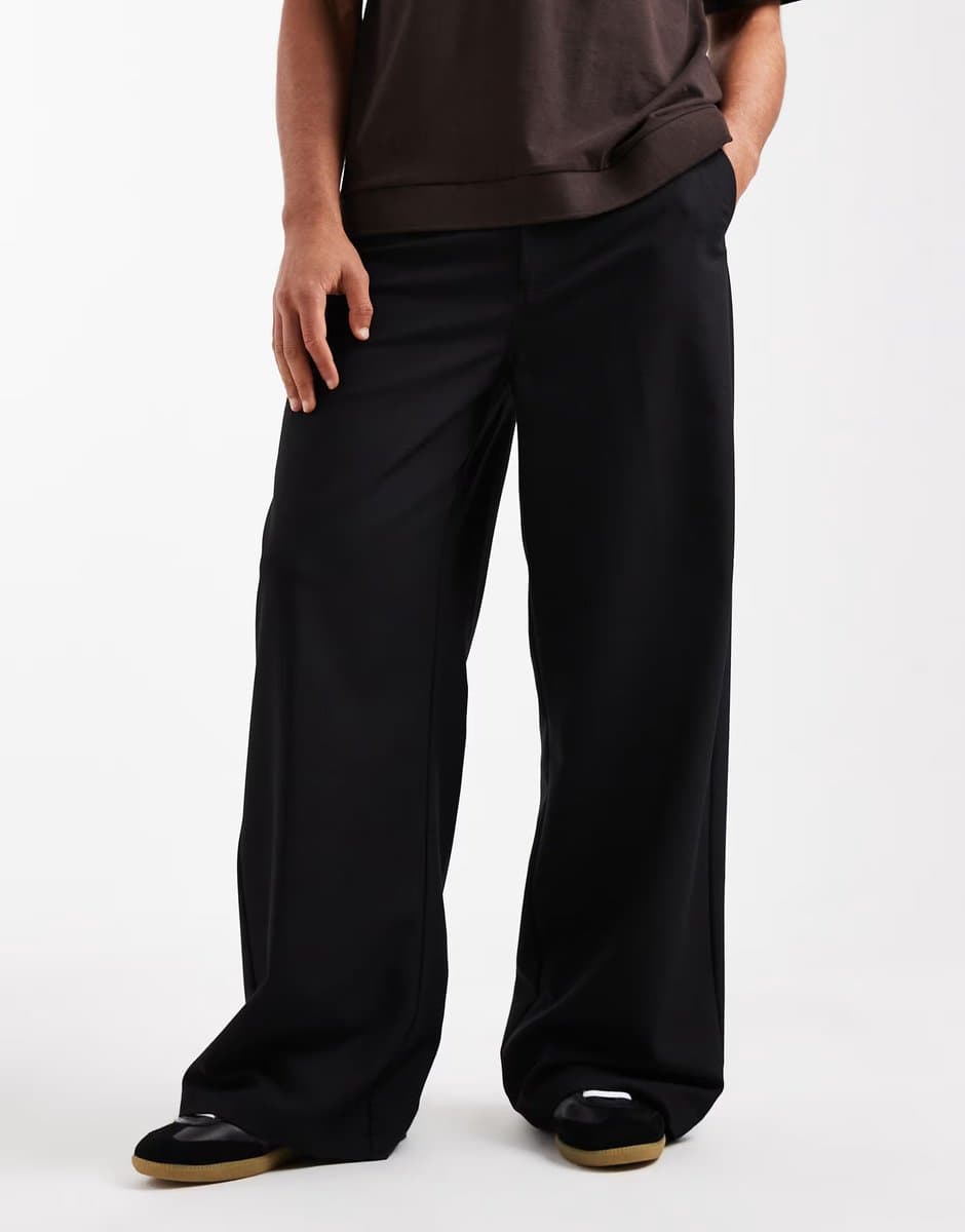 ASOS COLLUSION tailored relaxed trousers in black