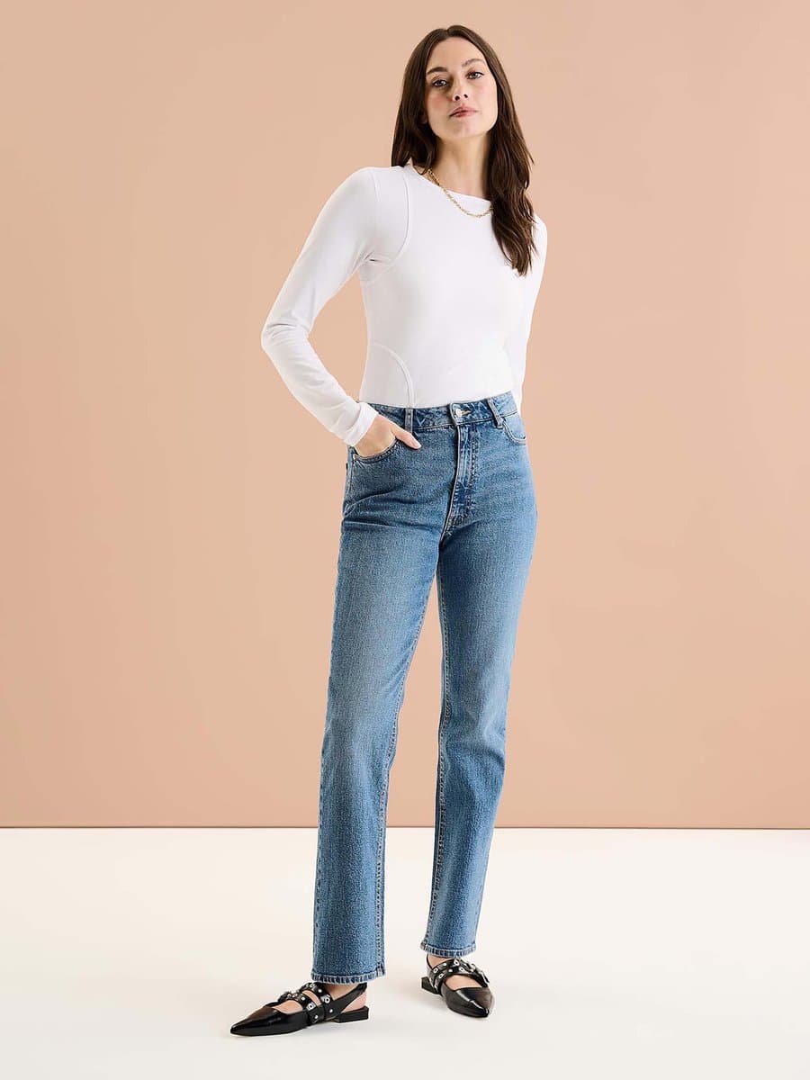 OMNES OMNES Classic Straight Leg Jean in Blue